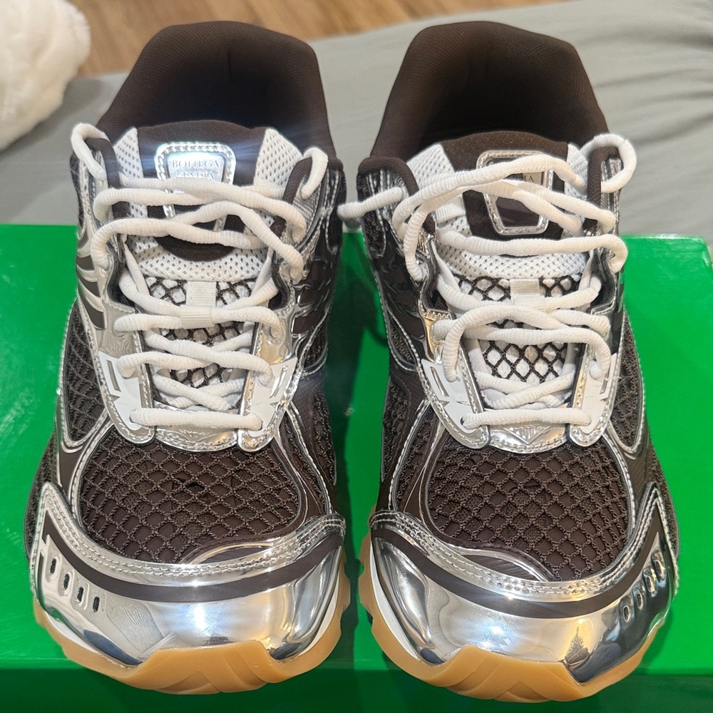 Bottega Veneta Silver and Brown Athletic Shoes
